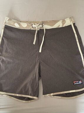 Patagonia Brown Swim Board Shorts with Light Tan Trim and Light Grey Lot